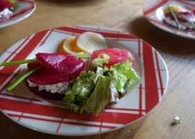 Raviole de betterave au chèvre et sésame de Valérie