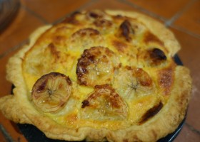 Tarte banane, noix de coco, rhum