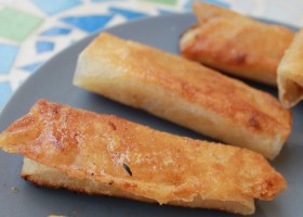 Bricks saumon, champignons, oignons de Charlotte.