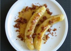 Poires et bananes rôties au lait de coco de Fabienne