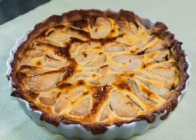 Tarte poires, chocolat, amandes des Vinson
