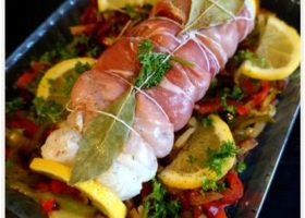 Roti de lotte ou de cabillaud d’Odile au petits légumes au four