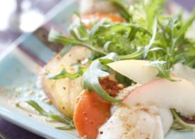 Salade de  Saint-Jacques, roquette, et poires