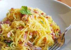 Courge spaghettis façon carbonara